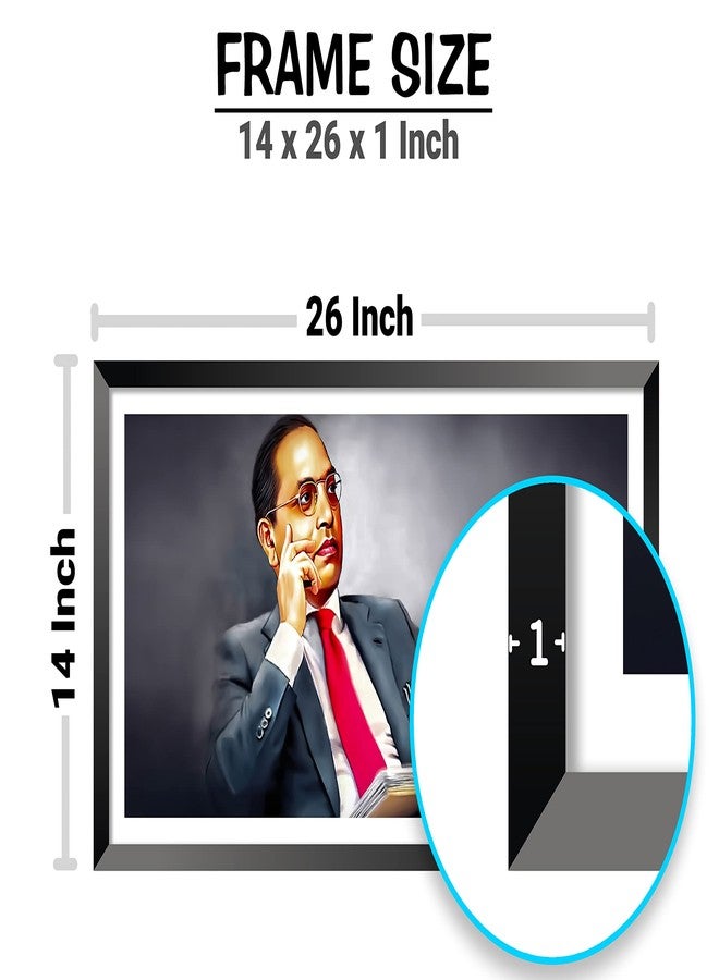 DBrush Dr. B.R. Ambedkar Laminated Uv Coated Framed Baba Saheb Ambedkar Landscape Painting frames Modern Big size For Office Home Decorative Gift item 14 Inch x 26 Inch Synthetic Wood Wall Hanging - Image 3